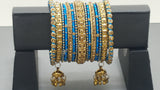Designer Indian Bollywood Silk Thread Full Bangles Set - Turquoise