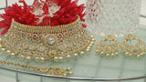 Indian Wedding Bridal Pearls Gemstone Choker Necklace Set
