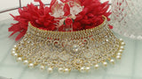Indian Wedding Bridal Pearls Gemstone Choker Necklace Set