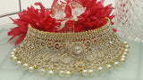 Indian Wedding Bridal Pearls Gemstone Choker Necklace Set