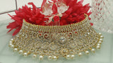Indian Wedding Bridal Pearls Gemstone Choker Necklace Set
