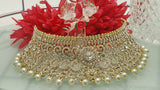 Indian Wedding Bridal Pearls Gemstone Choker Necklace Set