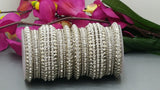 Dazzling High Quality Latest designer Collection In Indian Ethnic Bangles Jewellery Bollywood Silver Polki Full Bangles Set