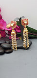 Exquisite Design Indian Bollywood Kundan Polki Earrings Set.