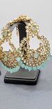 Dazzling Indian Bollywood Kundan Pastel color Tikka Earrings Set