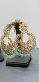 Dazzling Indian Bollywood Kundan Pastel color Tikka Earrings Set