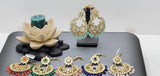 Dazzling Indian Bollywood Kundan Pastel color Tikka Earrings Set