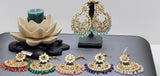 Dazzling Indian Bollywood Kundan Pastel color Tikka Earrings Set