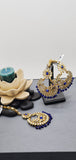 Pastel Color Indian Bollywood Kundan Chandbali Tikka Earrings Set
