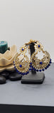Pastel Color Indian Bollywood Kundan Chandbali Tikka Earrings Set