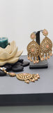 Very Classy Reverse Kundan Indian Bollywood Tikka Earrings Set