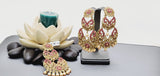 Boutique Style New High Quality Indian Polki Reverse Kundan Long Tikka Earrings Set