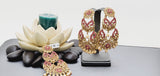 Boutique Style New High Quality Indian Polki Reverse Kundan Long Tikka Earrings Set