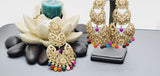 Boutique Style New High Quality Indian Polki Reverse Kundan Long Tikka Earrings Set