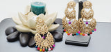 Boutique Style New High Quality Indian Polki Reverse Kundan Long Tikka Earrings Set