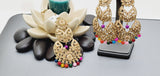 Boutique Style New High Quality Indian Polki Reverse Kundan Long Tikka Earrings Set