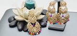 Boutique Style New High Quality Indian Polki Reverse Kundan Long Tikka Earrings Set