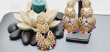 Boutique Style New High Quality Indian Polki Reverse Kundan Long Tikka Earrings Set