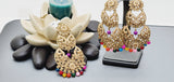 Boutique Style New High Quality Indian Polki Reverse Kundan Long Tikka Earrings Set