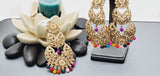 Boutique Style New High Quality Indian Polki Reverse Kundan Long Tikka Earrings Set