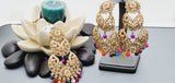 Boutique Style New High Quality Indian Polki Reverse Kundan Long Tikka Earrings Set