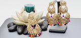 Boutique Style New High Quality Indian Polki Reverse Kundan Long Tikka Earrings Set