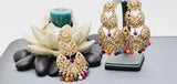 Boutique Style New High Quality Indian Polki Reverse Kundan Long Tikka Earrings Set