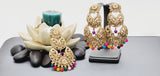 Boutique Style New High Quality Indian Polki Reverse Kundan Long Tikka Earrings Set