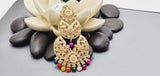 Boutique Style New High Quality Indian Polki Reverse Kundan Long Tikka Earrings Set