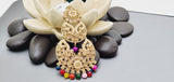 Boutique Style New High Quality Indian Polki Reverse Kundan Long Tikka Earrings Set
