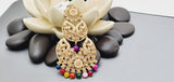 Boutique Style New High Quality Indian Polki Reverse Kundan Long Tikka Earrings Set
