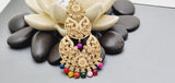 Boutique Style New High Quality Indian Polki Reverse Kundan Long Tikka Earrings Set