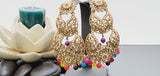 Boutique Style New High Quality Indian Polki Reverse Kundan Long Tikka Earrings Set