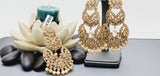 Boutique Style New High Quality Indian Polki Reverse Kundan Long Tikka Earrings Set