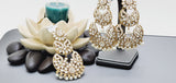 Boutique Style New High Quality Indian Polki Reverse Kundan Long Tikka Earrings Set