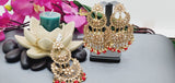 Exceptional Designer Collection In Indian Reverse Kundan Long Tikka Earrings Set