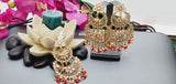 Exceptional Designer Collection In Indian Reverse Kundan Long Tikka Earrings Set