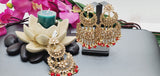 Exceptional Designer Collection In Indian Reverse Kundan Long Tikka Earrings Set