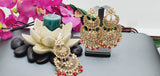 Exceptional Designer Collection In Indian Reverse Kundan Long Tikka Earrings Set