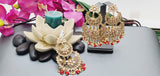 Exceptional Designer Collection In Indian Reverse Kundan Long Tikka Earrings Set