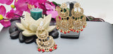 Exceptional Designer Collection In Indian Reverse Kundan Long Tikka Earrings Set