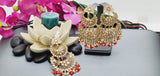 Exceptional Designer Collection In Indian Reverse Kundan Long Tikka Earrings Set