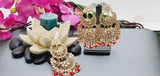Exceptional Designer Collection In Indian Reverse Kundan Long Tikka Earrings Set