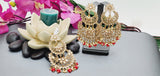 Exceptional Designer Collection In Indian Reverse Kundan Long Tikka Earrings Set