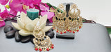 Exceptional Designer Collection In Indian Reverse Kundan Long Tikka Earrings Set