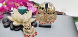 Exceptional Designer Collection In Indian Reverse Kundan Long Tikka Earrings Set
