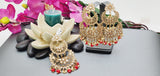 Exceptional Designer Collection In Indian Reverse Kundan Long Tikka Earrings Set