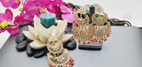 Exceptional Designer Collection In Indian Reverse Kundan Long Tikka Earrings Set