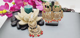 Exceptional Designer Collection In Indian Reverse Kundan Long Tikka Earrings Set