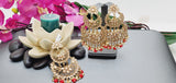 Exceptional Designer Collection In Indian Reverse Kundan Long Tikka Earrings Set